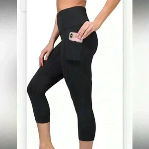 Yogalicious High Waist Squat Proof Yoga‎ Capri Leggings with Side Pockets